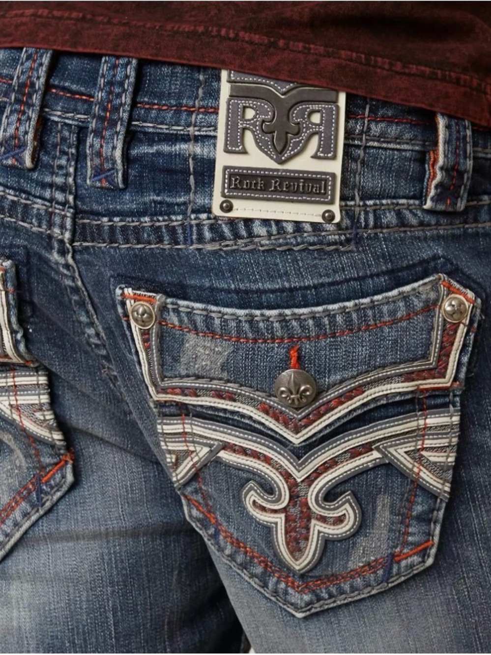 Rock Revival Men's Dark Blue Embroidered Walker Boot